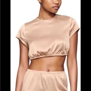 SKIMS Woven Shine Satin Crop Top (XL) NWT